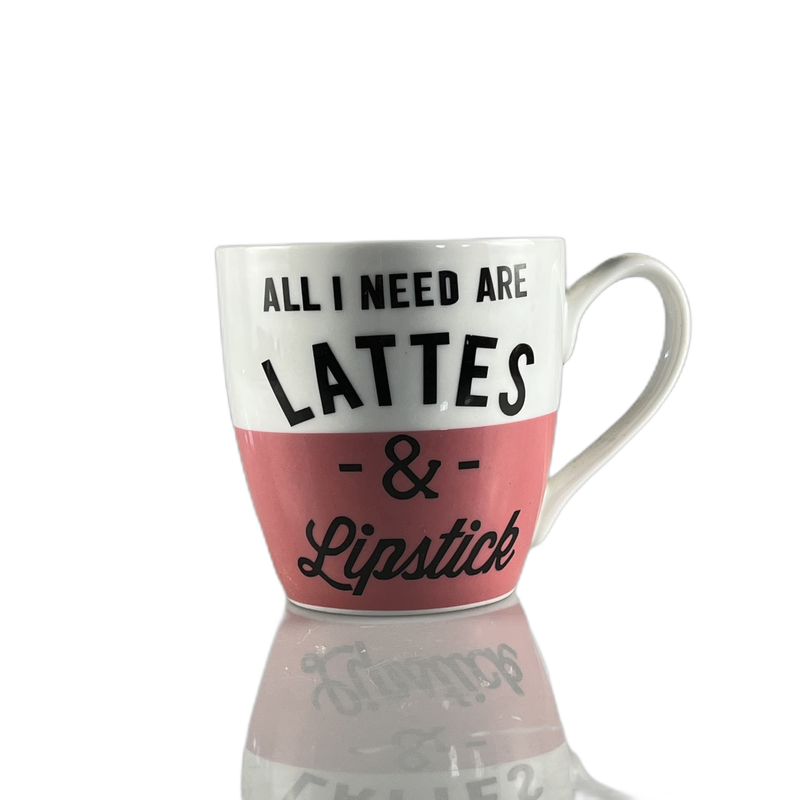 Caneca branca e rosa com frase - 213671
