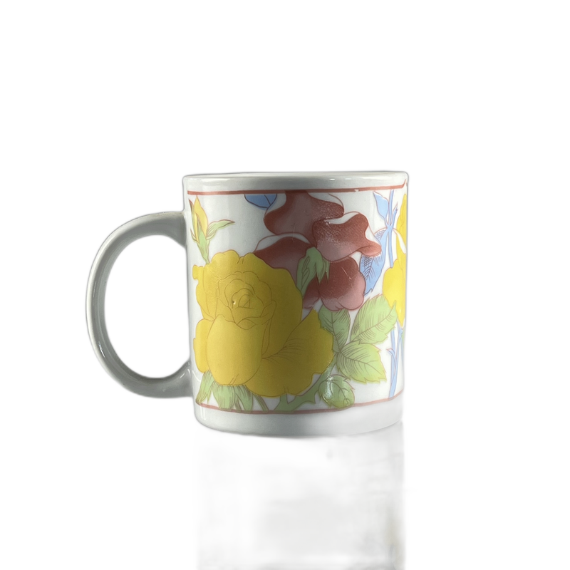 Caneca branca floral - 225921