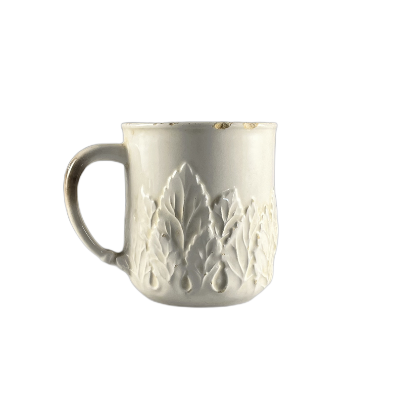 Caneca branca com folhas - 160393